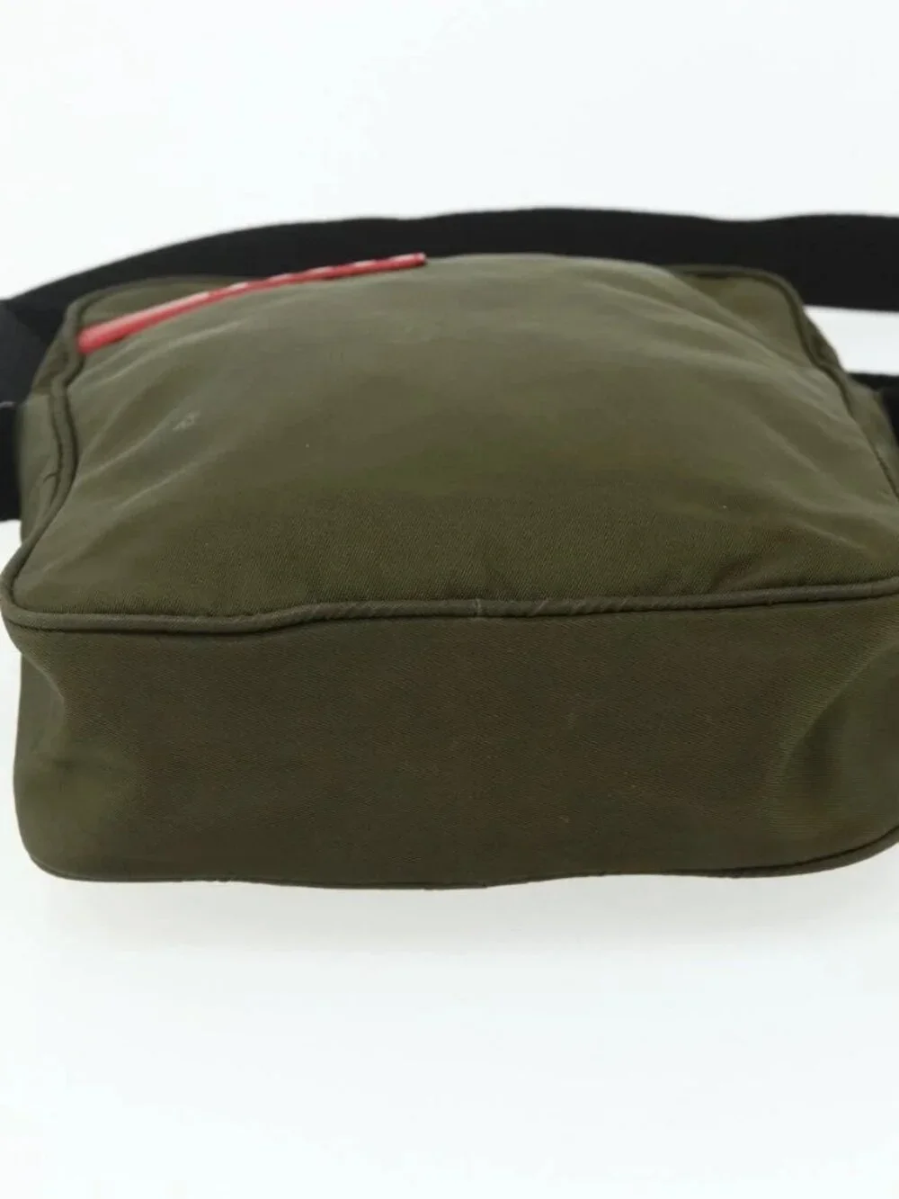 PRADA Sports Shoulder Bag Nylon Khaki Silver Auth ti3845